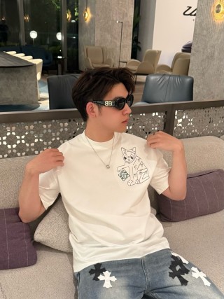 Cream Graphic Dog Print Short Sleeve T-Shirt view 7