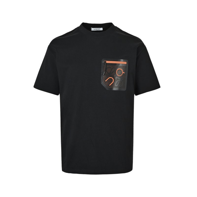 Black Short Sleeve T-Shirt with Monogram Pocket Detail view