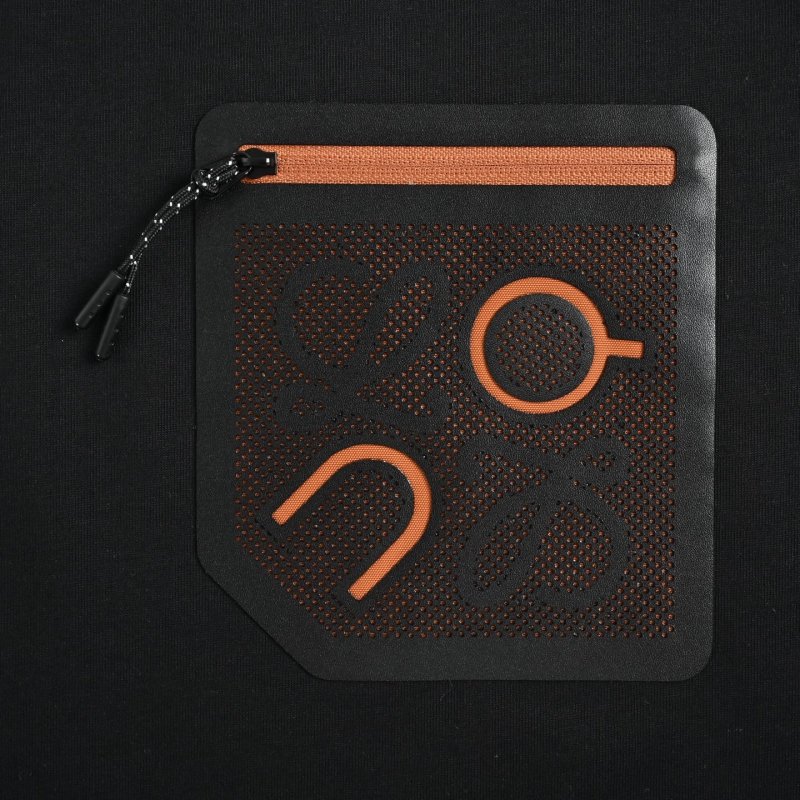 Black Short Sleeve T-Shirt with Monogram Pocket Detail view