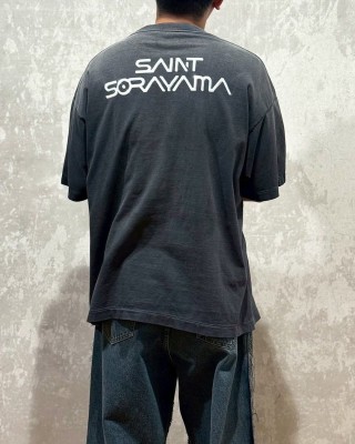 Charcoal Oversized Graphic T-Shirt with Gold & Blue Eagle Print view 7