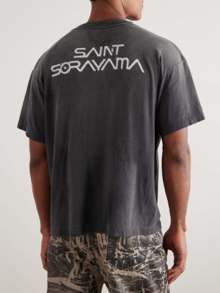 Charcoal Oversized Graphic T-Shirt with Gold & Blue Eagle Print view 8