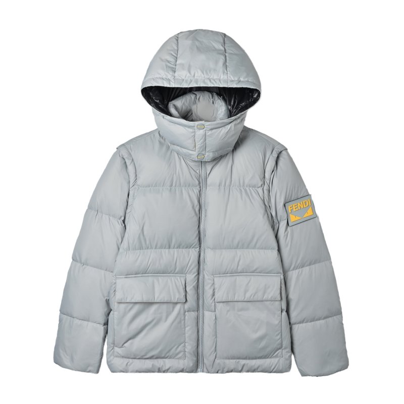 White & Gray Puffer Down Jacket view