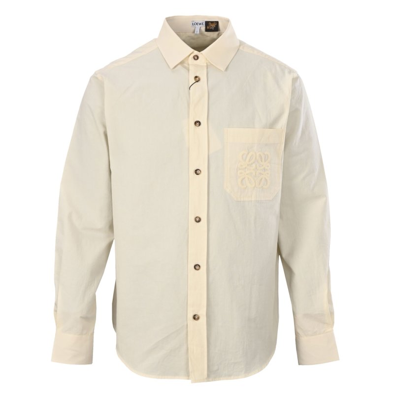 Loewe Cream Oversized Button-Up Shirt with Embroidered Chest Pocket view