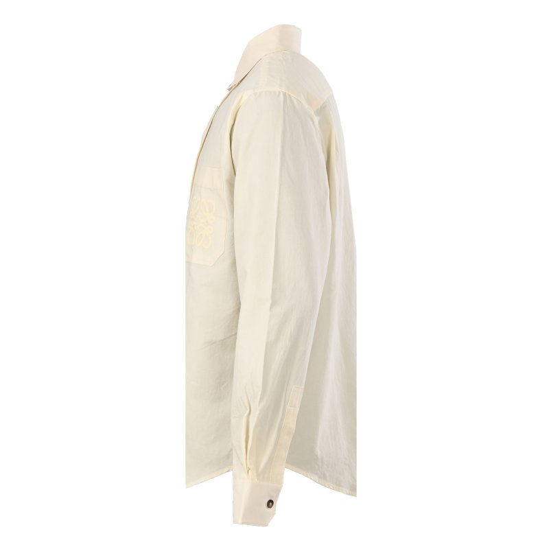 Loewe Cream Oversized Button-Up Shirt with Embroidered Chest Pocket view