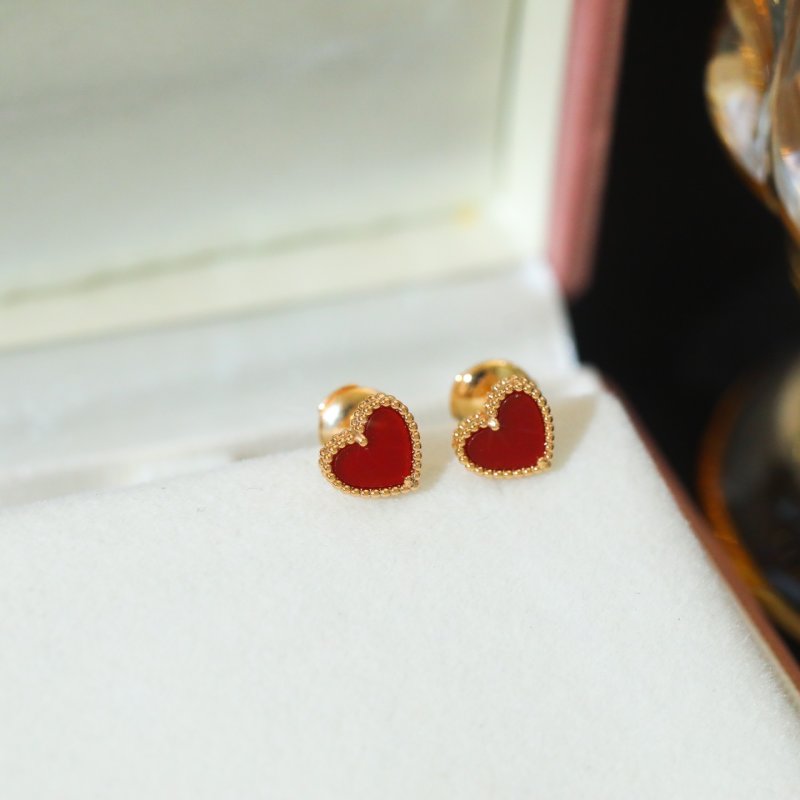 VCA Mini Red Carnelian Heart Stud Earrings view