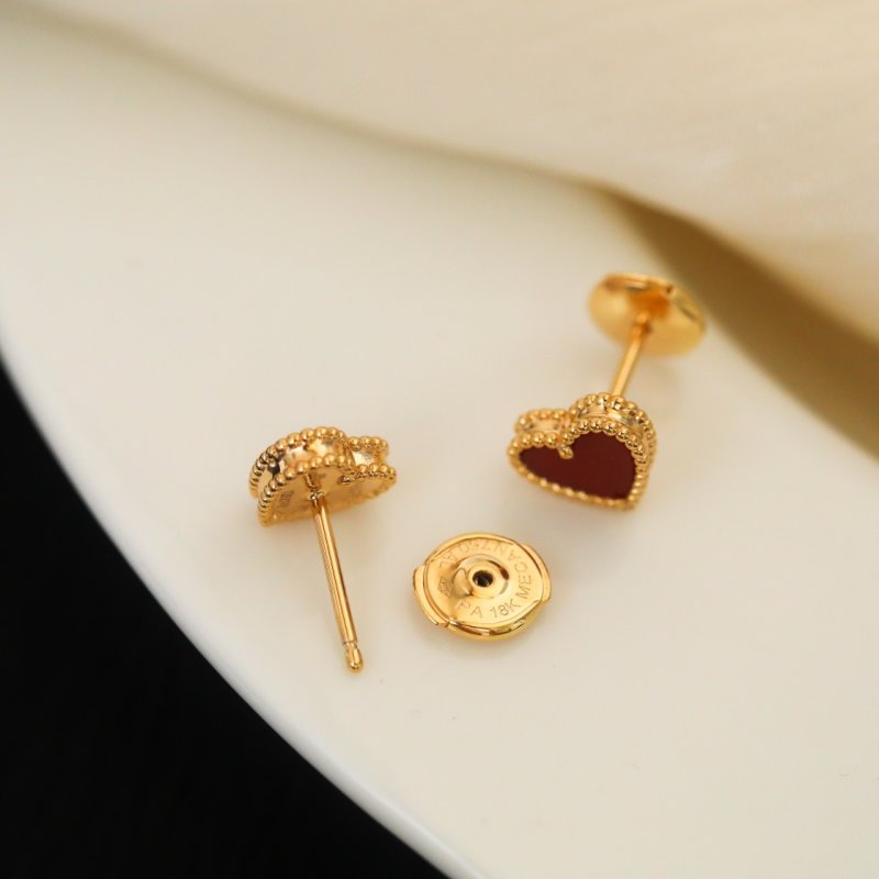VCA Mini Red Carnelian Heart Stud Earrings view