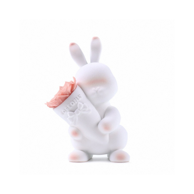 Roseonly Sweetheart Rabbit Eternal Rose Figure - White