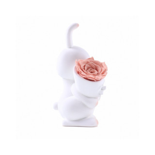Roseonly Sweetheart Rabbit Eternal Rose Figure - White view 3
