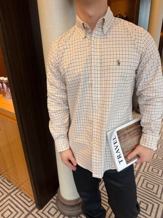 Ralph Lauren White Grid Check Long Sleeve Shirt view 6