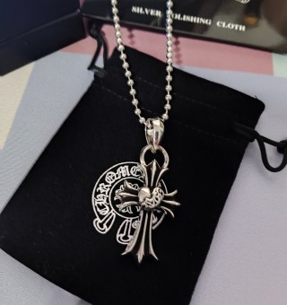 Chrome Hearts Vintage Heart Cross Pendant Necklace Silver view 2