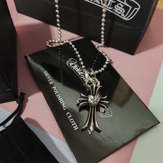 Chrome Hearts Vintage Heart Cross Pendant Necklace Silver view 3