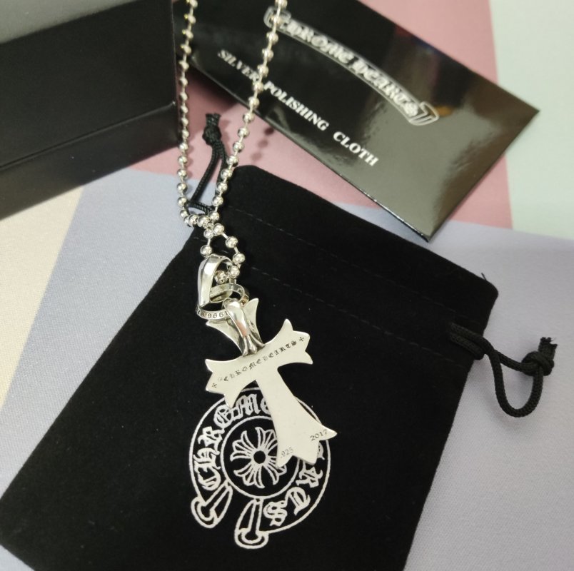 Chrome Hearts Vintage Heart Cross Pendant Necklace Silver view