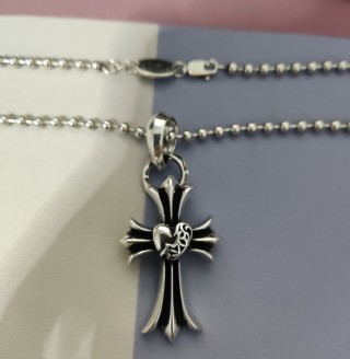 Chrome Hearts Vintage Heart Cross Pendant Necklace Silver view 6