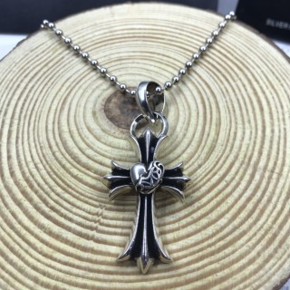 Chrome Hearts Vintage Heart Cross Pendant Necklace Silver view 9