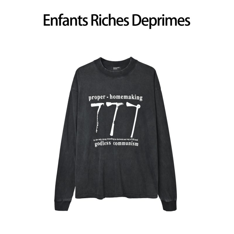 Black Graphic Long Sleeve T-Shirt with '777' Print view