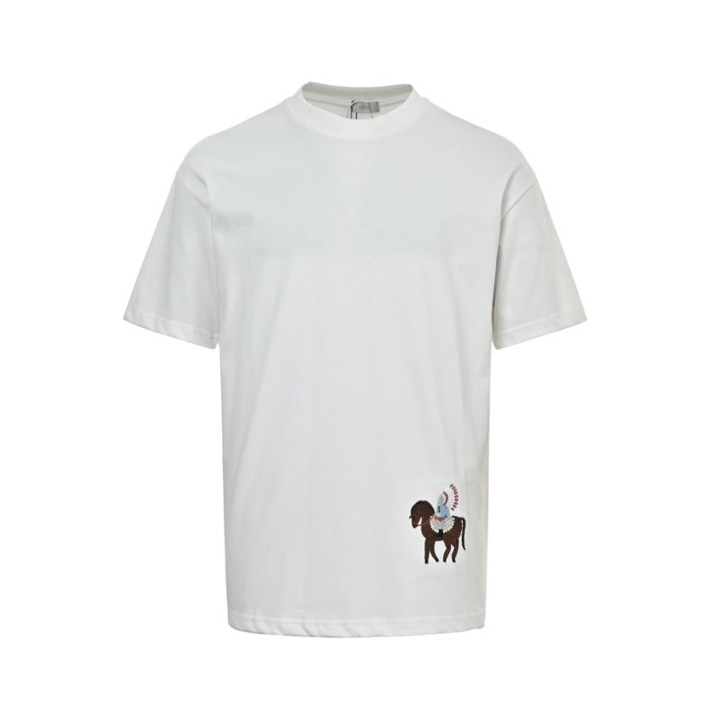White Oversized T-Shirt with Embroidered Graphic view