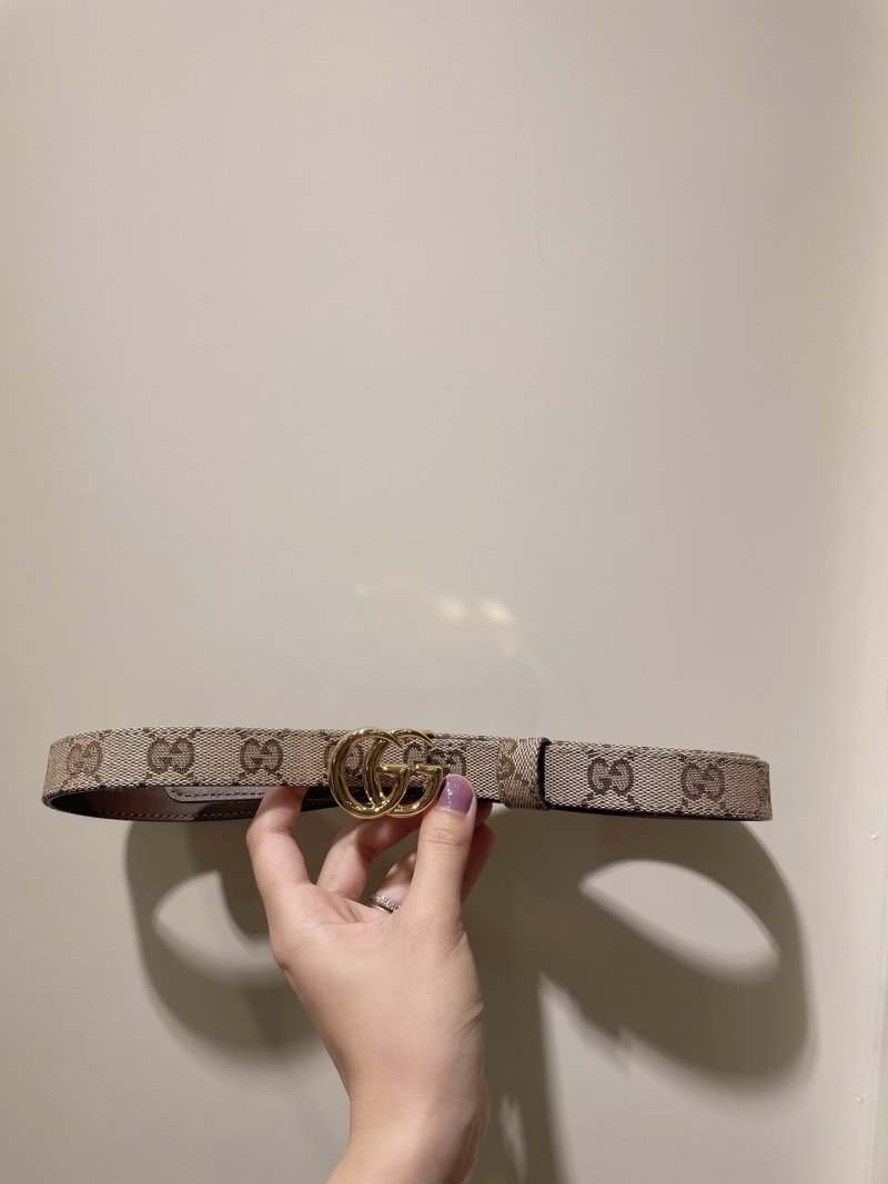 GG Marmont Narrow Canvas Belt with Double G Buckle