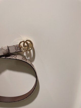 GG Marmont Narrow Canvas Belt with Double G Buckle view 2