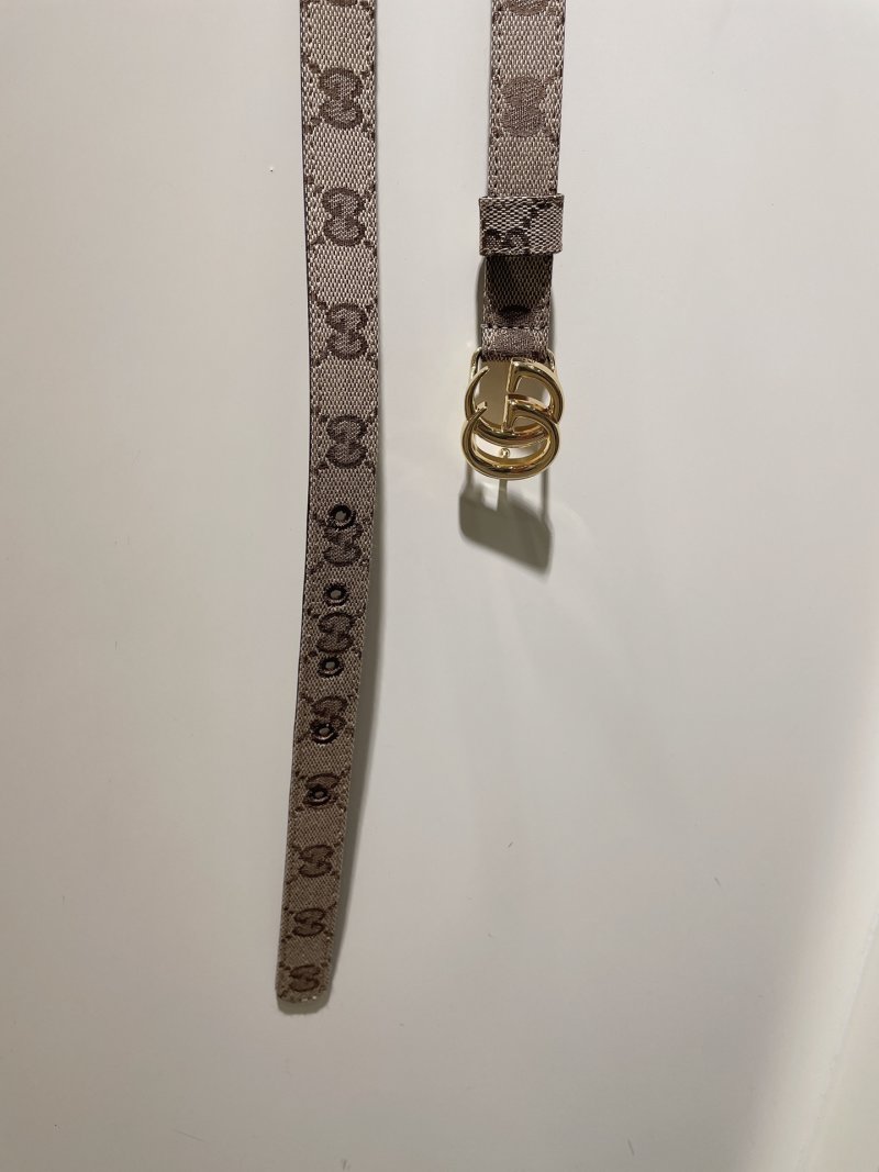 GG Marmont Narrow Canvas Belt with Double G Buckle view