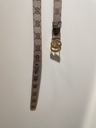 GG Marmont Narrow Canvas Belt with Double G Buckle view 3