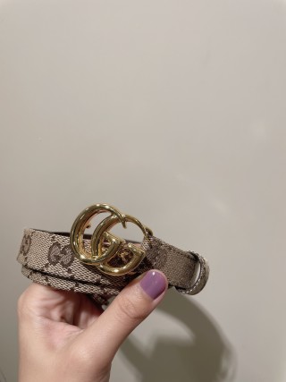 GG Marmont Narrow Canvas Belt with Double G Buckle view 4