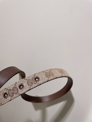 GG Marmont Narrow Canvas Belt with Double G Buckle view 5