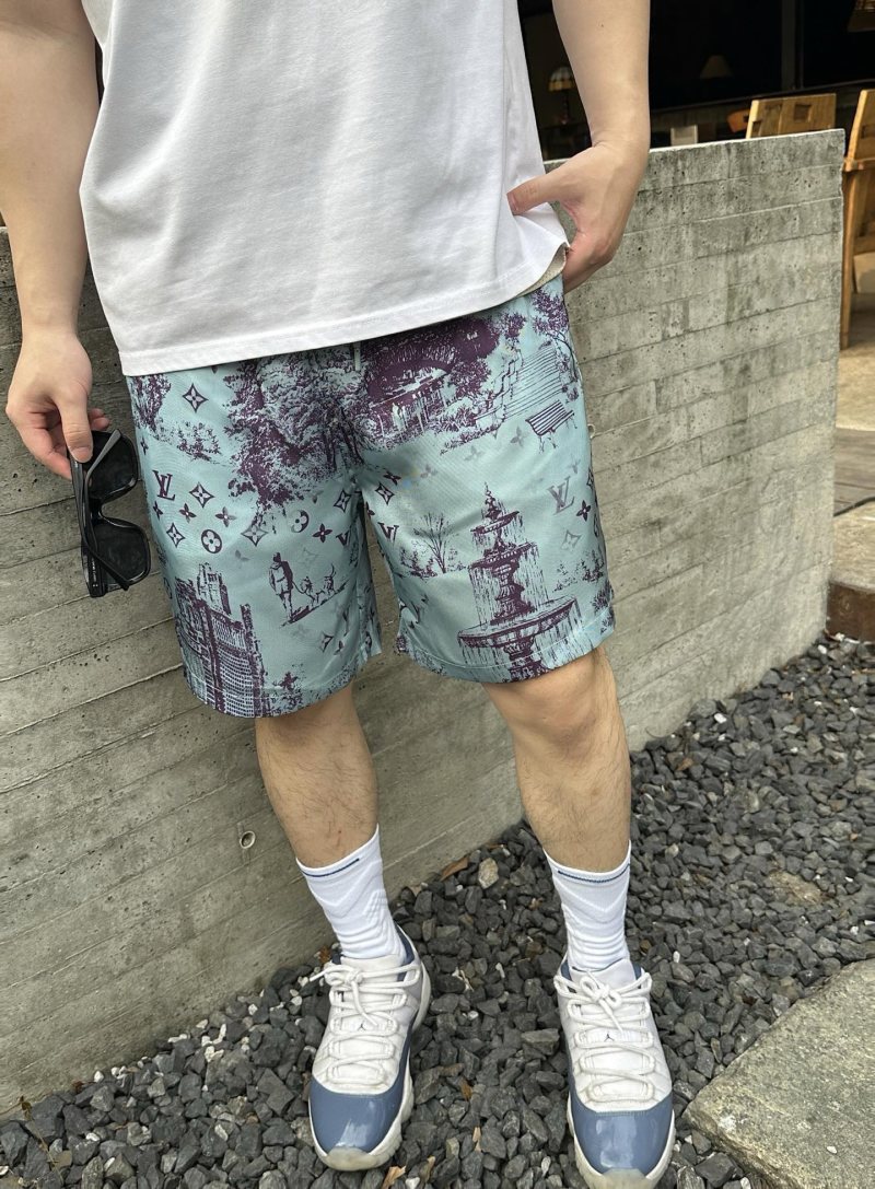 Floral Print Shorts - Blue & Purple Multi view