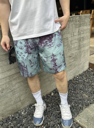 Floral Print Shorts - Blue & Purple Multi view 6