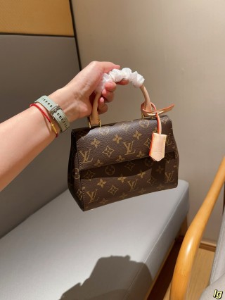 Louis Vuitton Cluny BB Monogram Canvas Handbag - Black view 3
