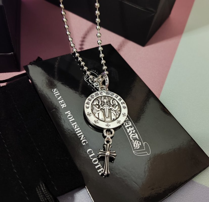 Chrome Hearts Guardian Cross Pendant Necklace Silver view
