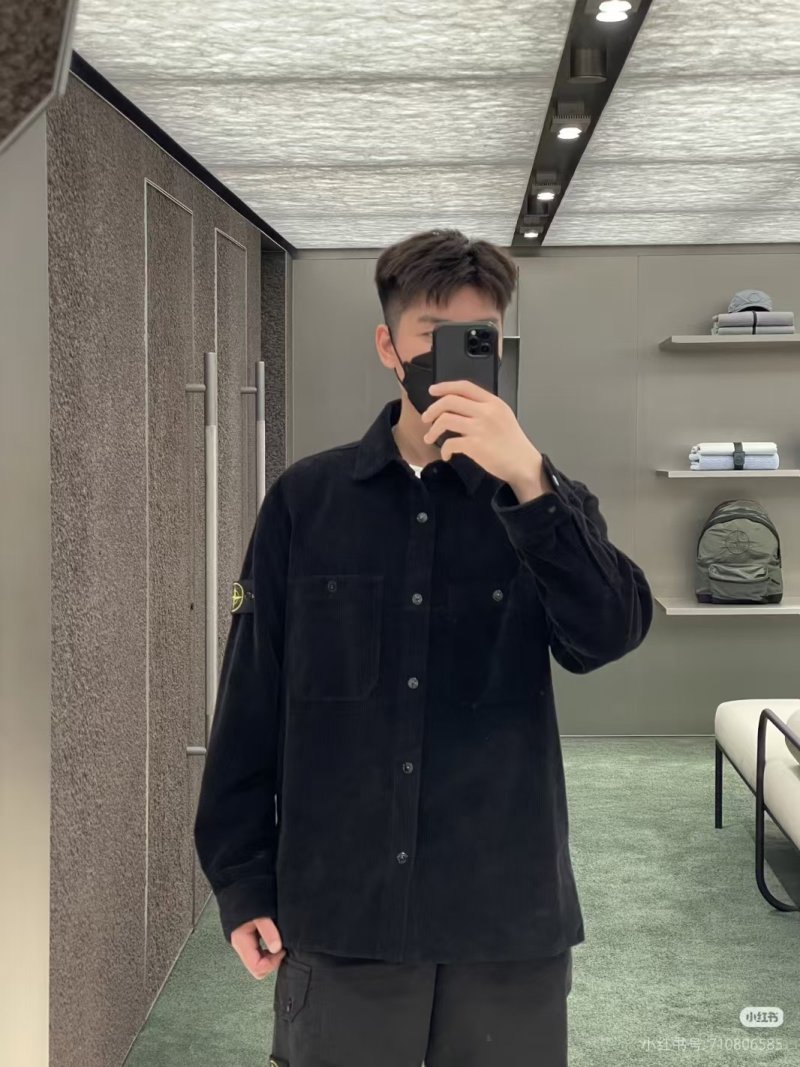 Stone Island Black Corduroy Overshirt Jacket view