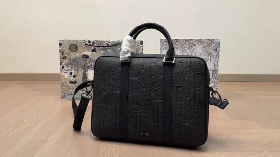 Dior Oblique Embossed Black Leather Briefcase video