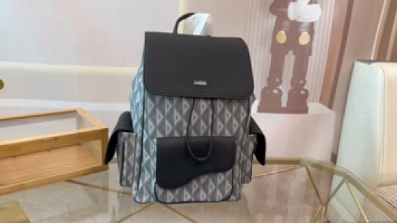 Quilted Diamond Pattern Backpack Black Grey