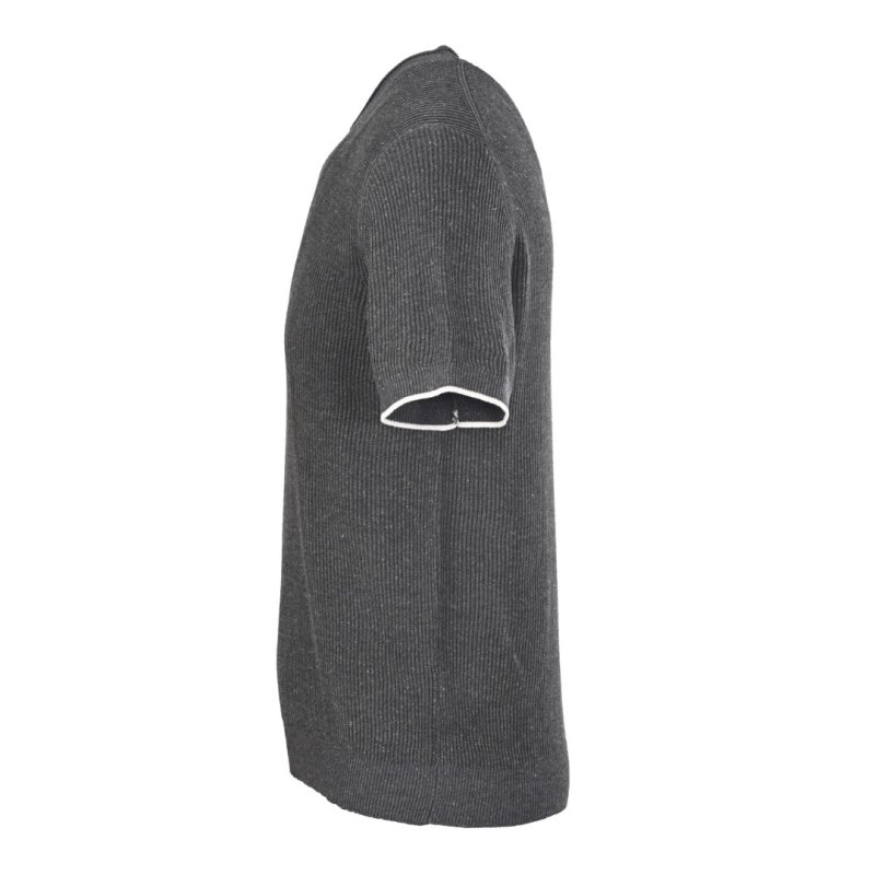 Charcoal Ribbed Short Sleeve Crew Neck T-Shirt view