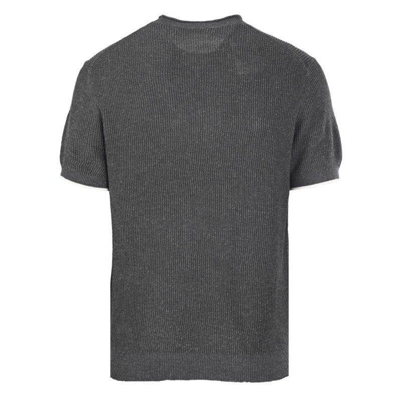 Charcoal Ribbed Short Sleeve Crew Neck T-Shirt view