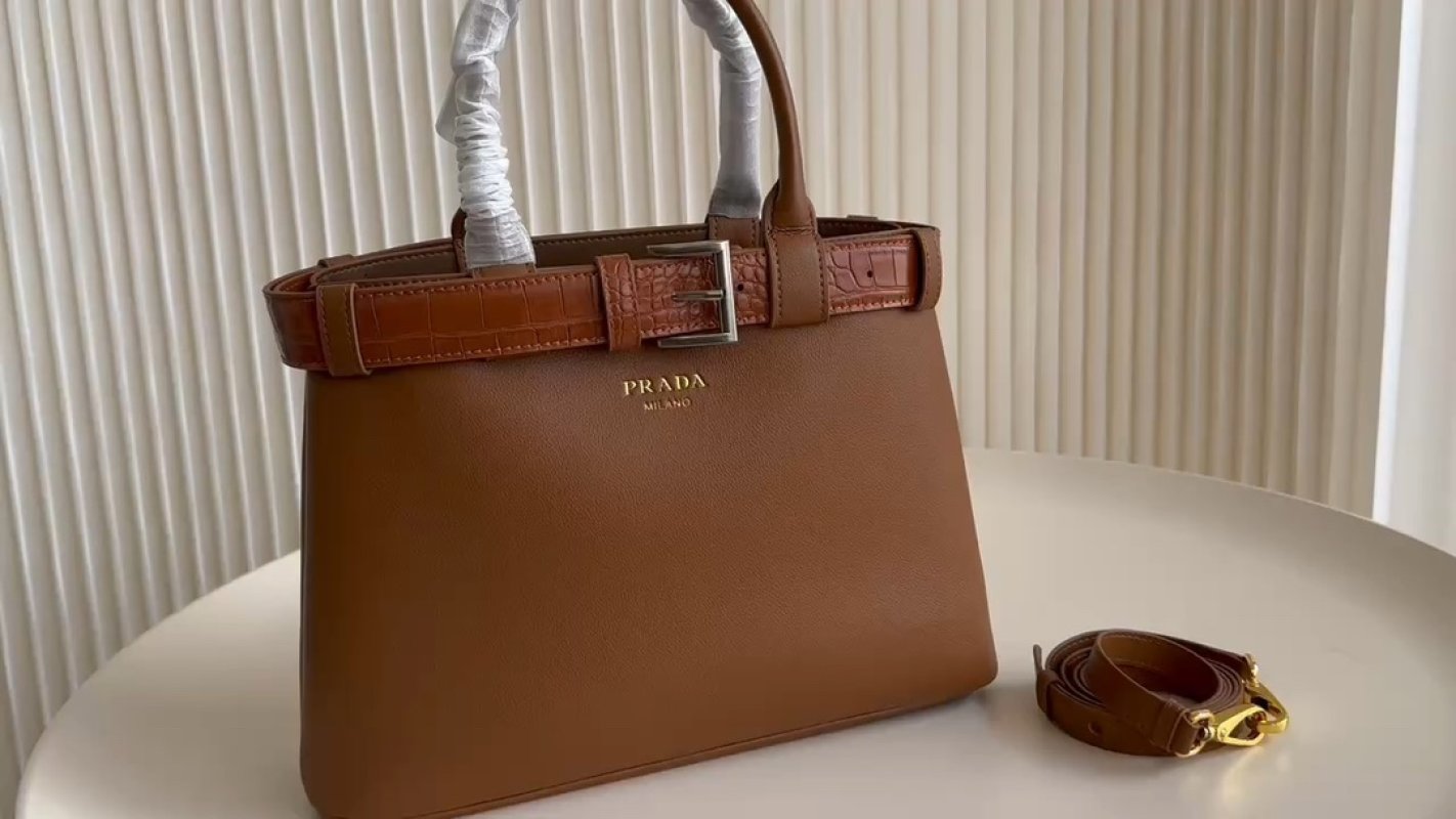 Prada Milano Cognac Leather Tote Bag