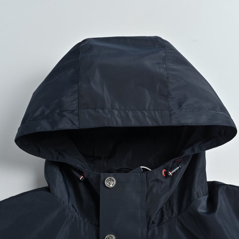 Navy Puffer Jacket with Striped Cuff Detail view