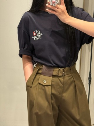 Loewe Black Logo Embroidered Short Sleeve T-Shirt view 2