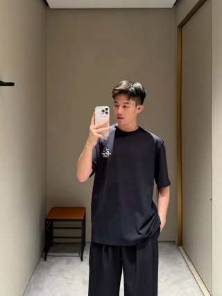 Loewe Black Logo Embroidered Short Sleeve T-Shirt view 3