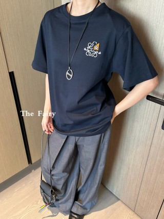 Loewe Black Logo Embroidered Short Sleeve T-Shirt view 6
