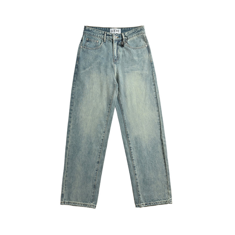 Vintage Wash Wide-Leg Denim Jeans – Light Blue view