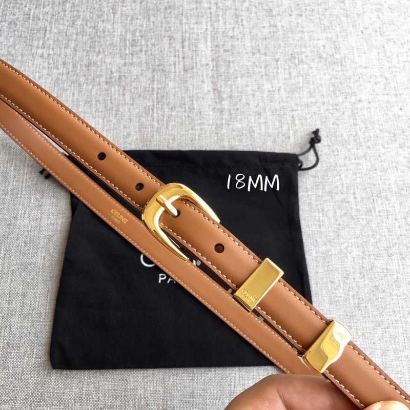 Celine Tan Leather Belt with Gold Buckle view