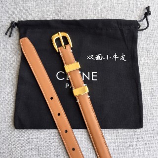 Celine Tan Leather Belt with Gold Buckle view 4
