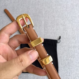 Celine Tan Leather Belt with Gold Buckle view 6
