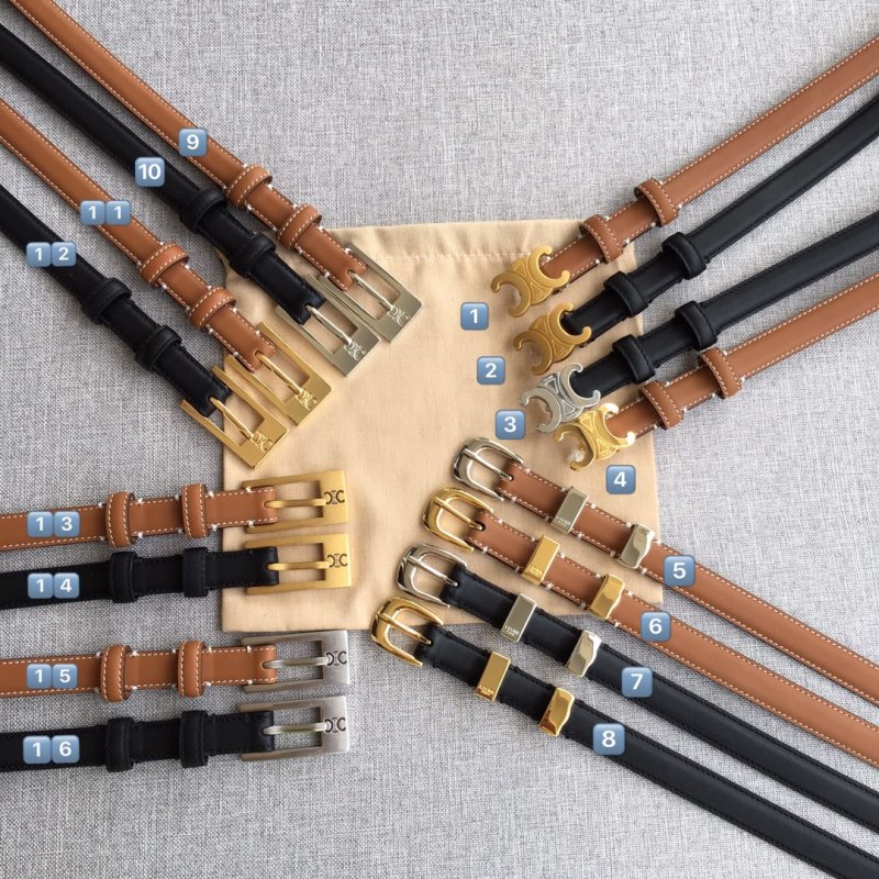 Celine Tan Leather Belt with Gold Buckle view