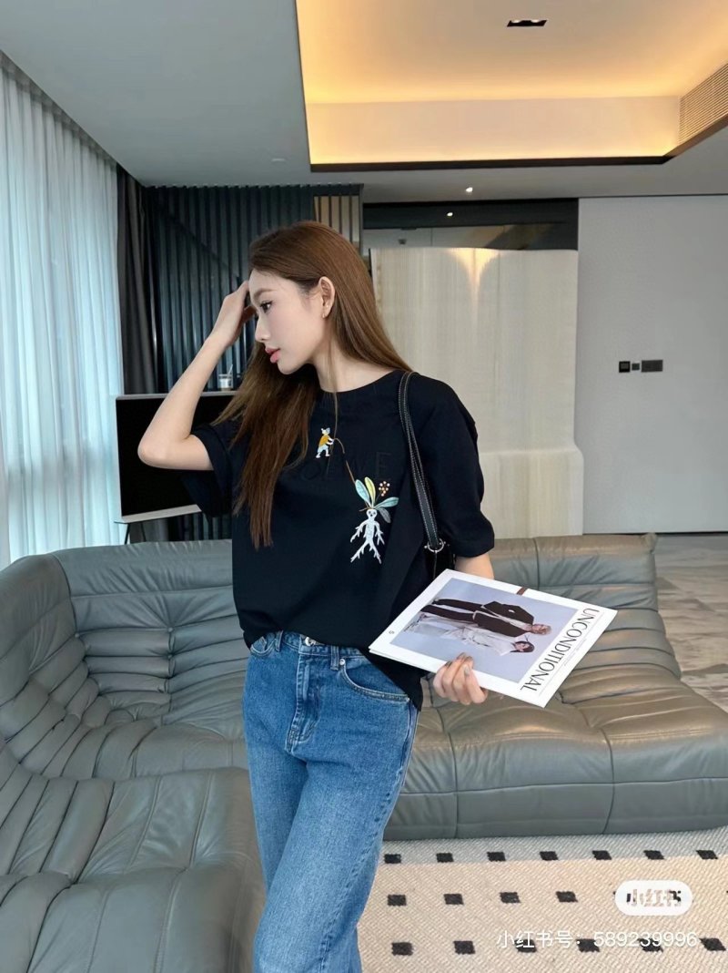 Black Embroidered Floral Short Sleeve T-Shirt