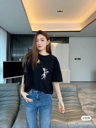 Black Embroidered Floral Short Sleeve T-Shirt view 3