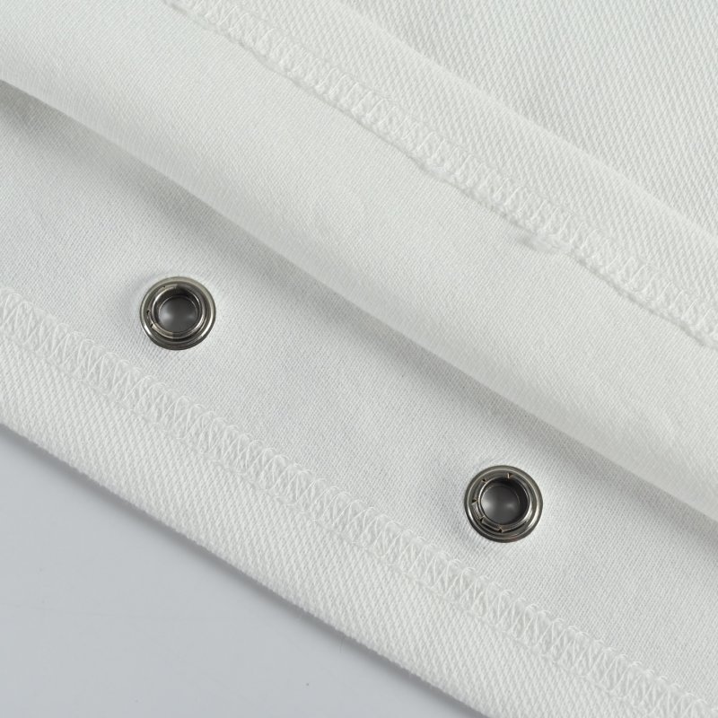 White Long Sleeve Polo Shirt with Denim Collar view