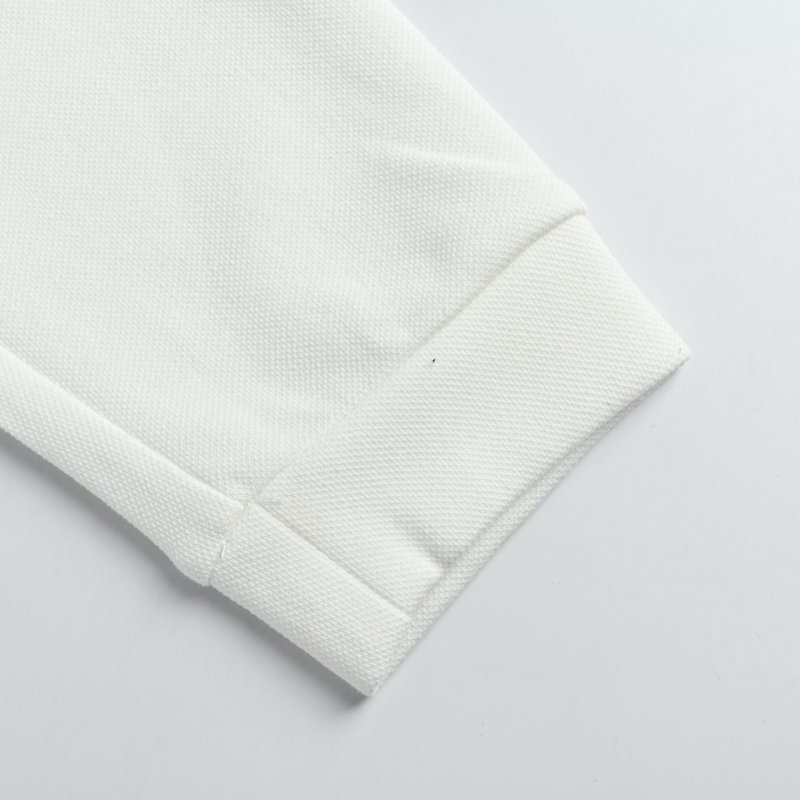 White Long Sleeve Polo Shirt with Denim Collar view
