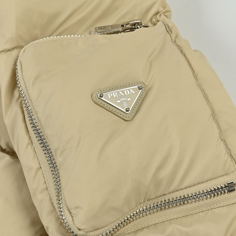 Cream Puffer Down Jacket with Hood view
